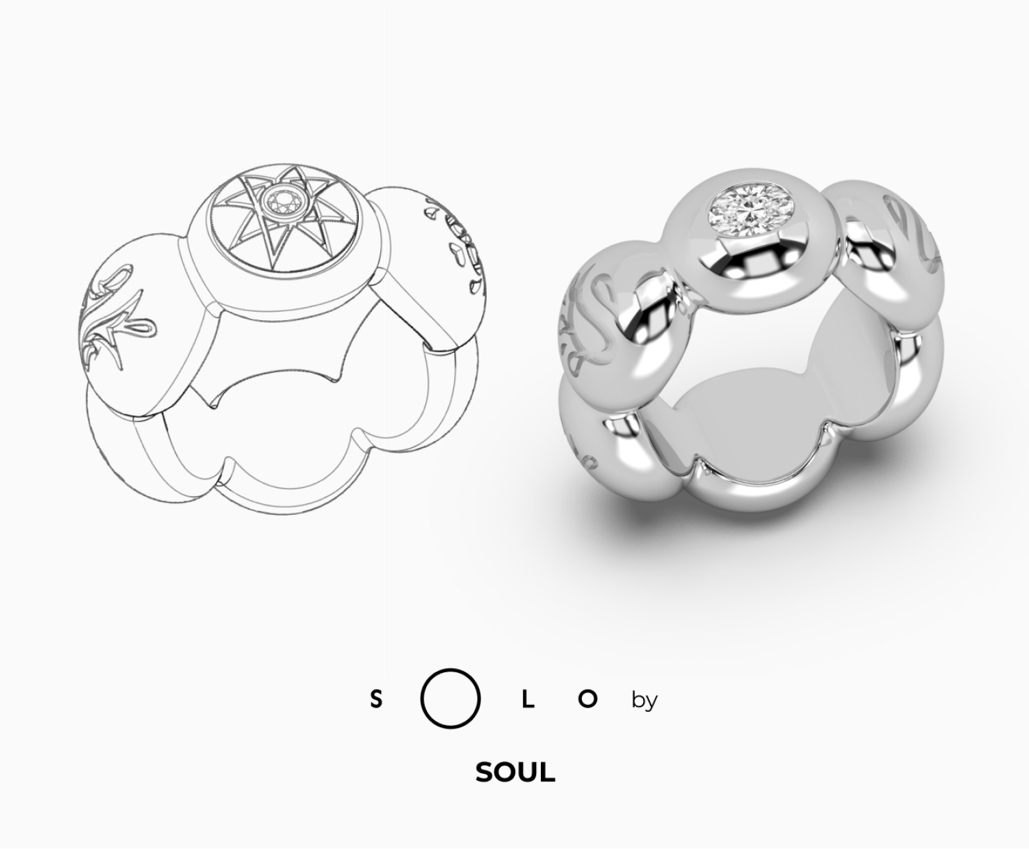 White gold ring with diamonds SOLO by Soul <span>2152</span>