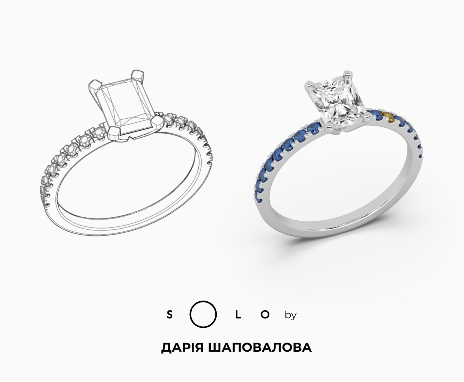 White gold ring with diamonds SOLO by Daria Shapovalova <span>2158</span>