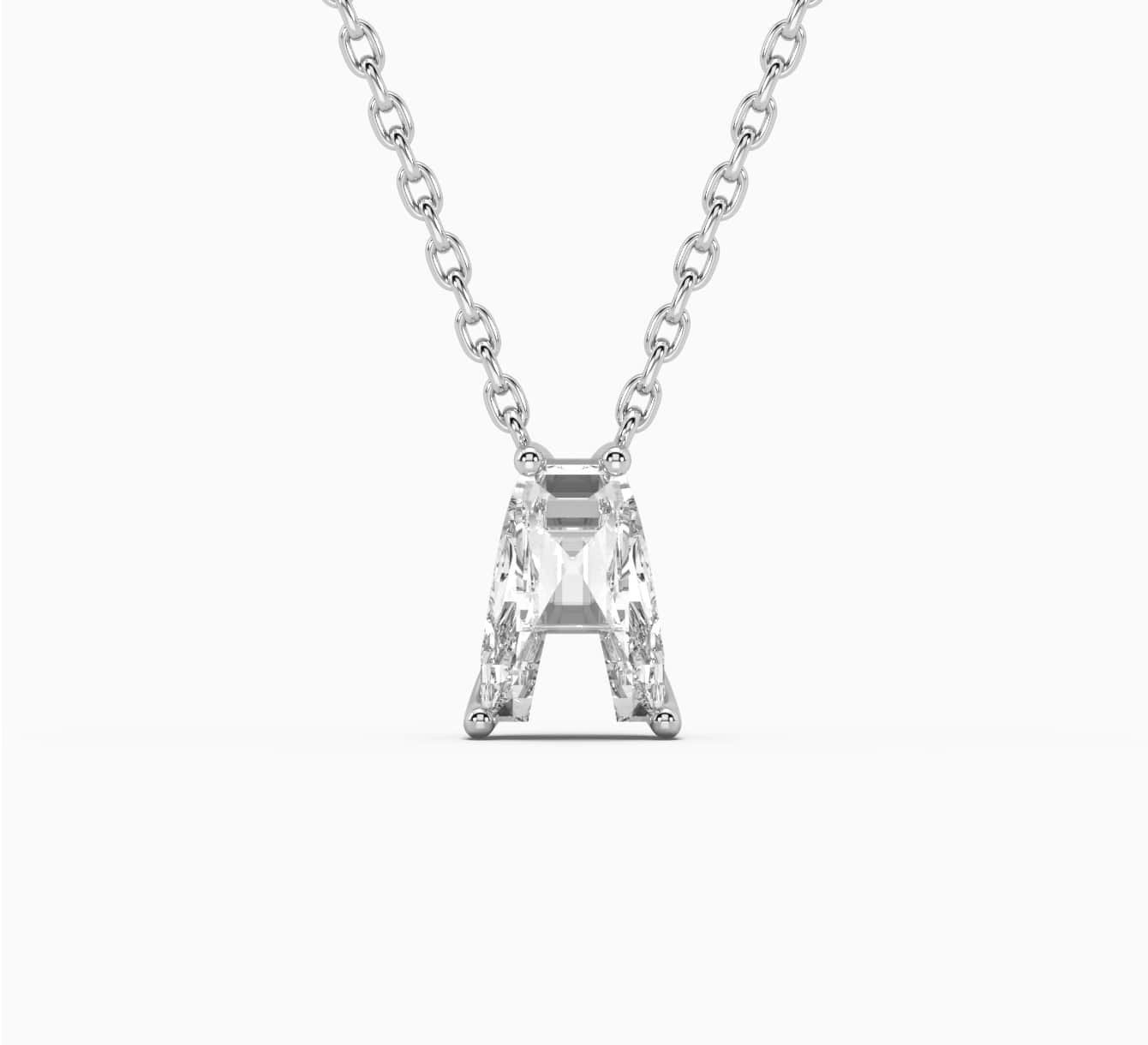 White gold necklace with diamond Letters A