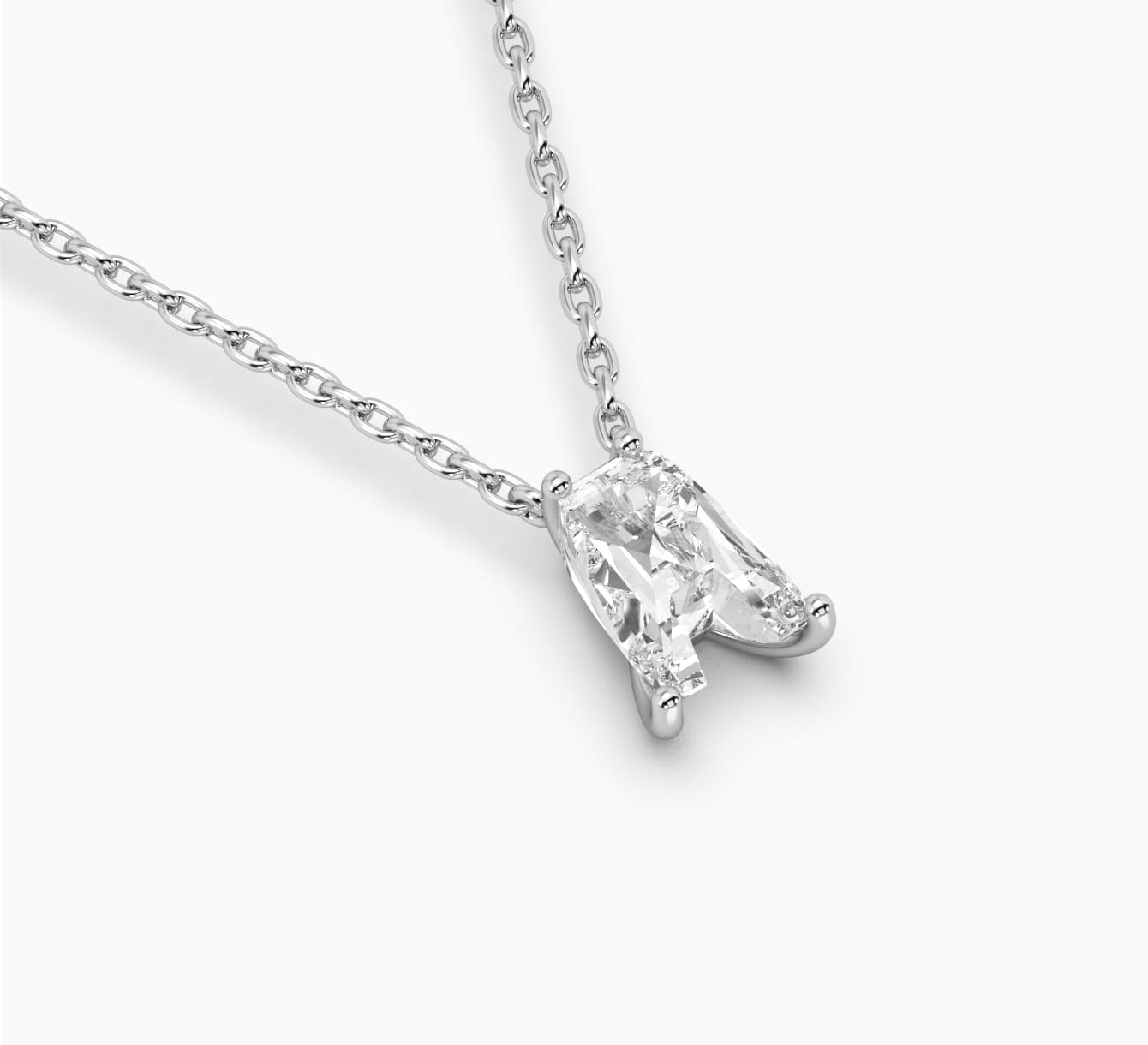 White gold necklace with diamond Letters A