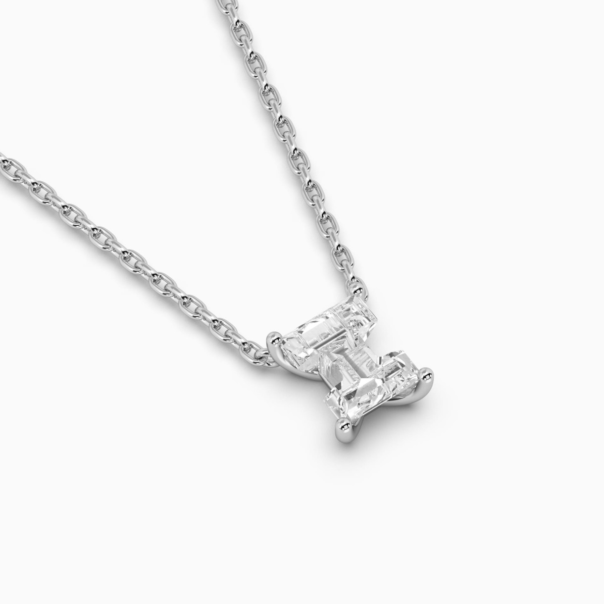 White gold necklace with diamond Letters I