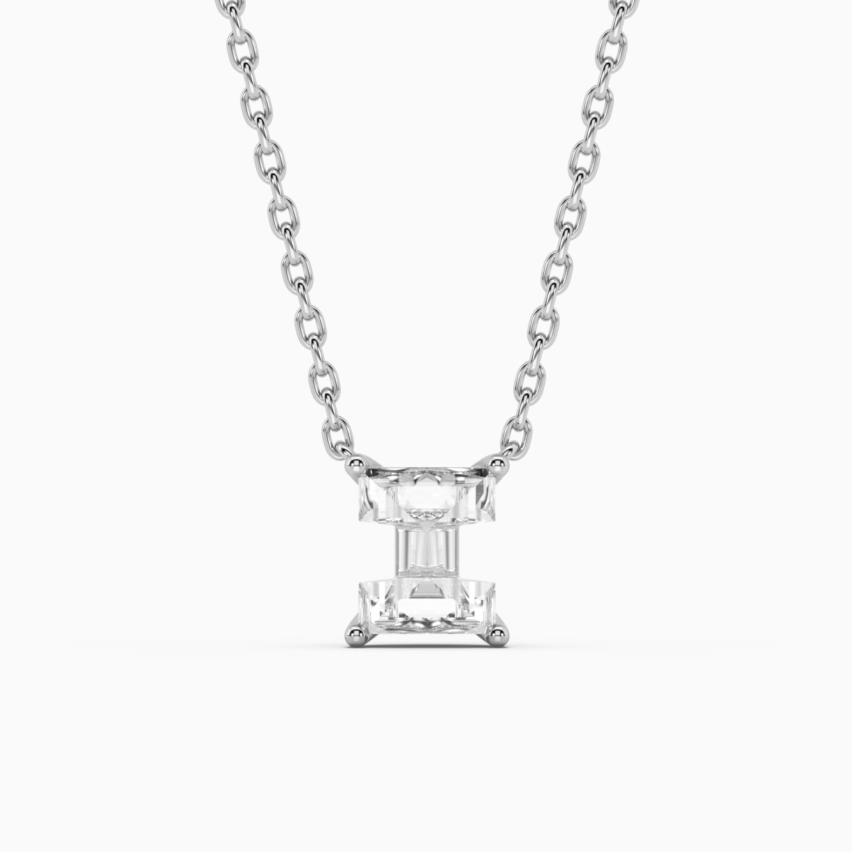 White gold necklace with diamond Letters I