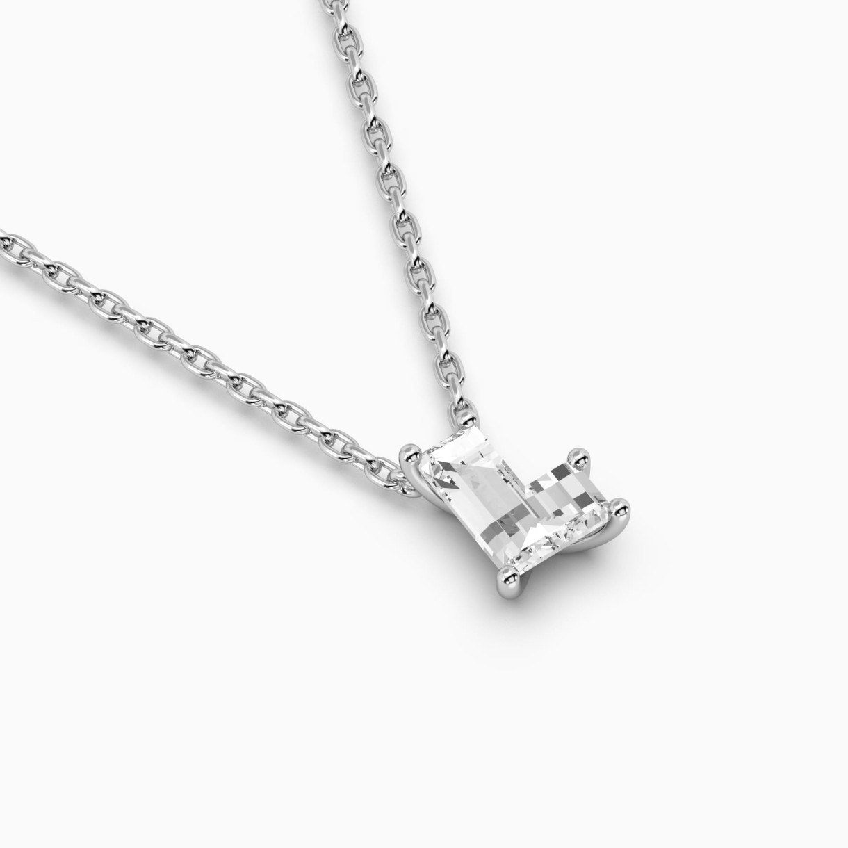 White gold necklace with diamond Letters L