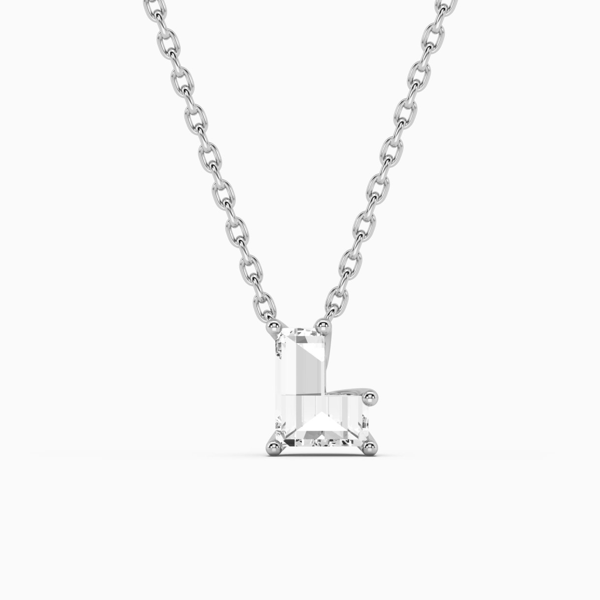 White gold necklace with diamond Letters L