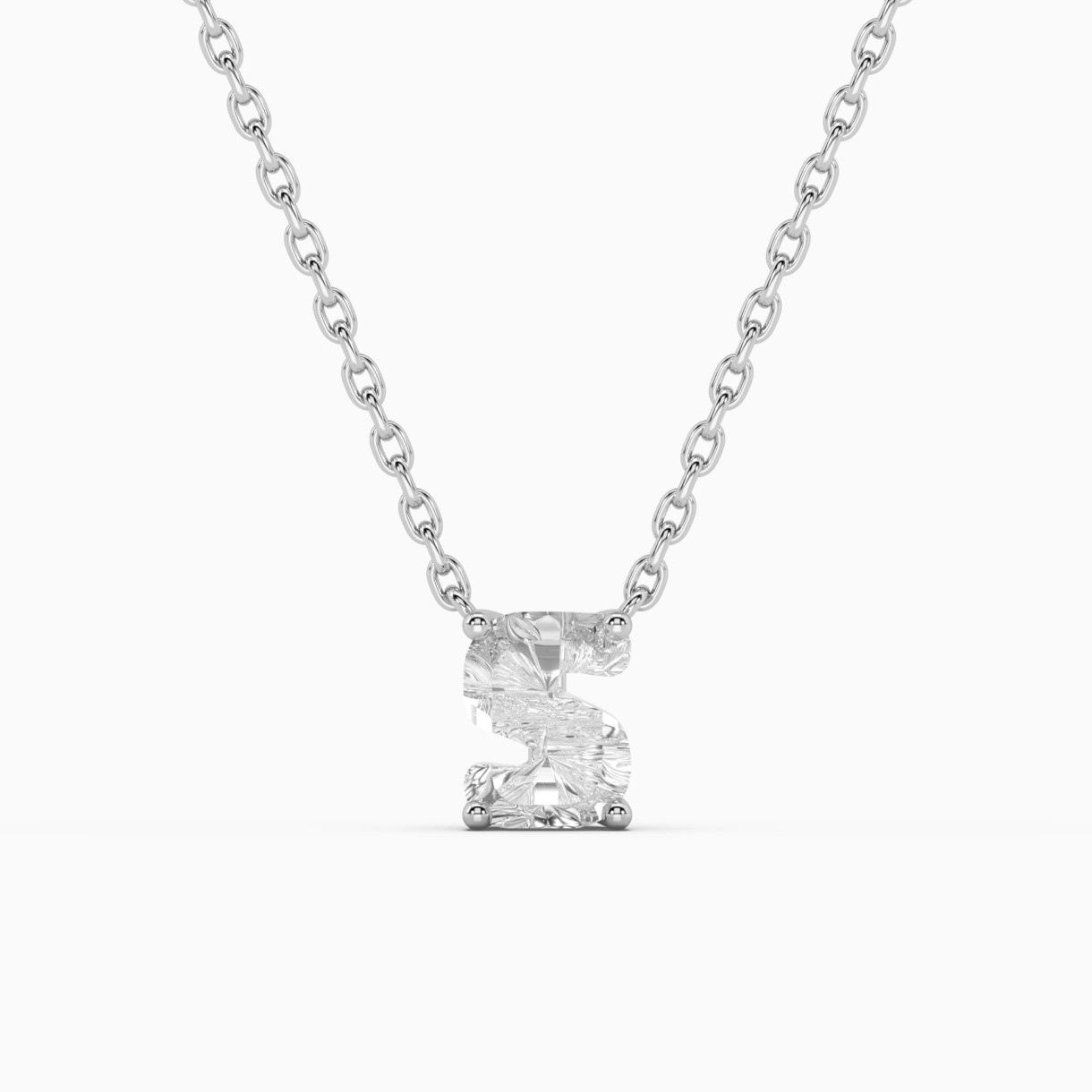 White gold necklace with diamond Letters S