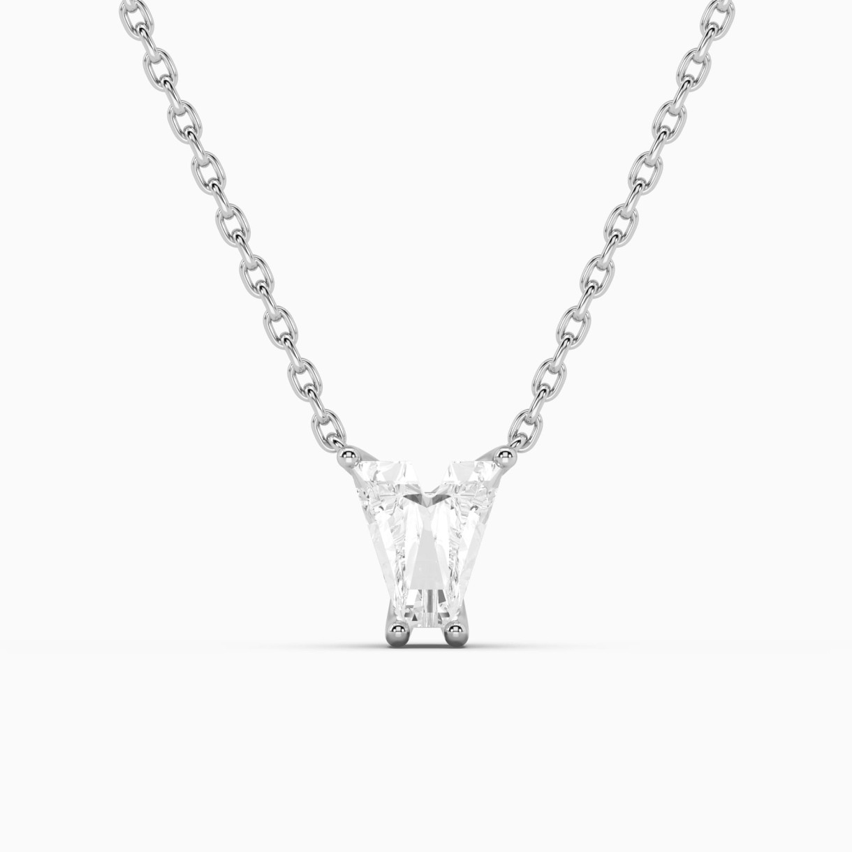 White gold necklace with diamond Letters V