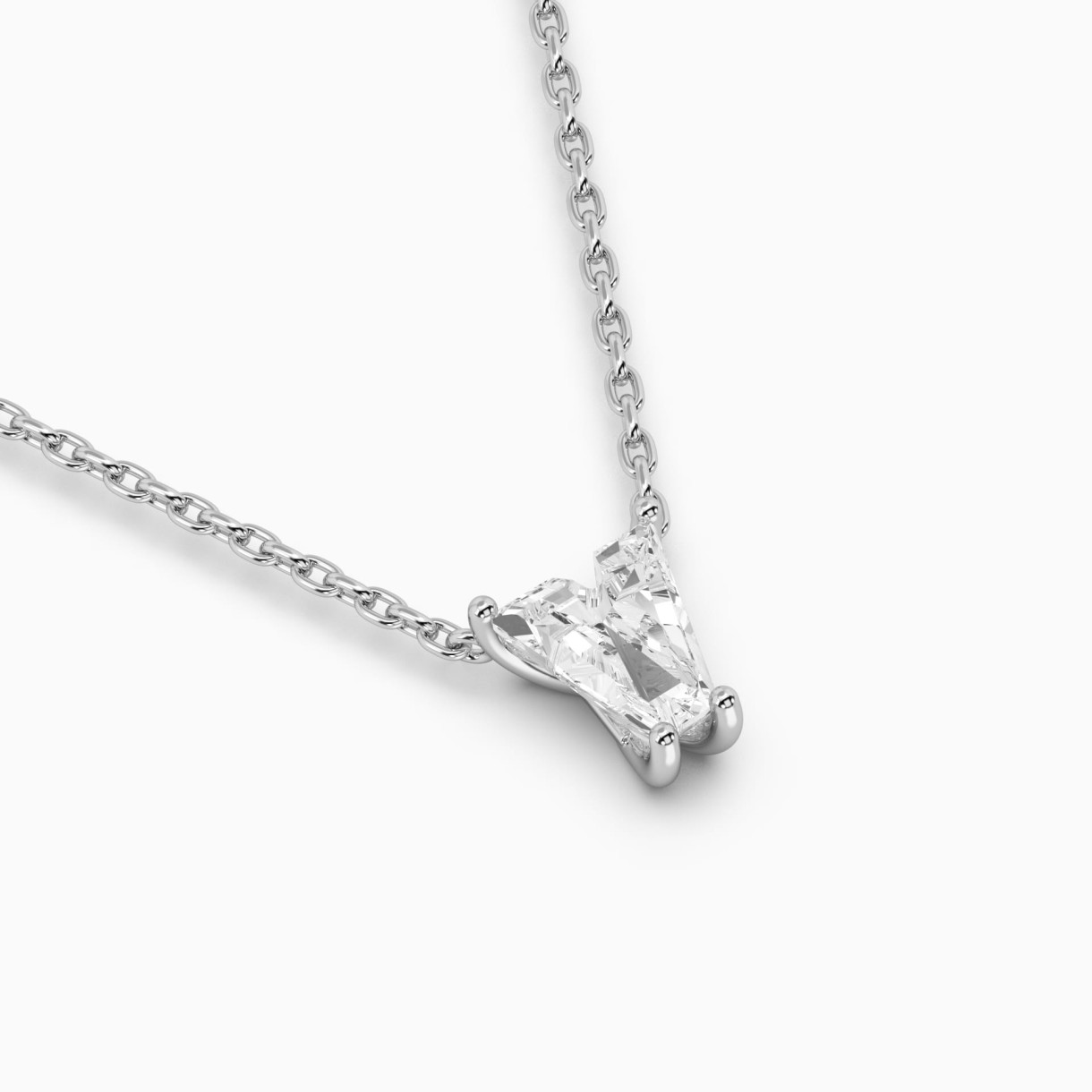 White gold necklace with diamond Letters V