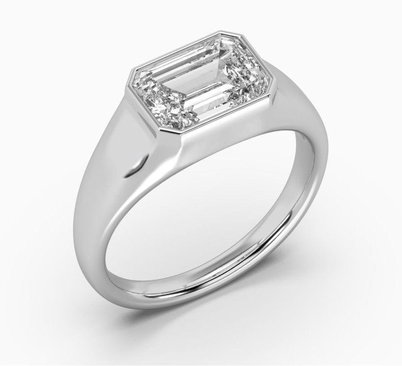 White gold ring with diamond Mono G