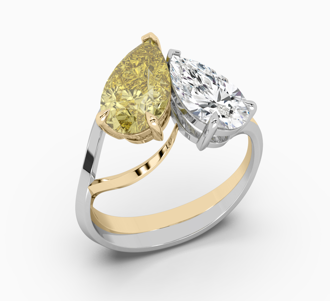 White gold ring with diamond pears <span>2280</span>