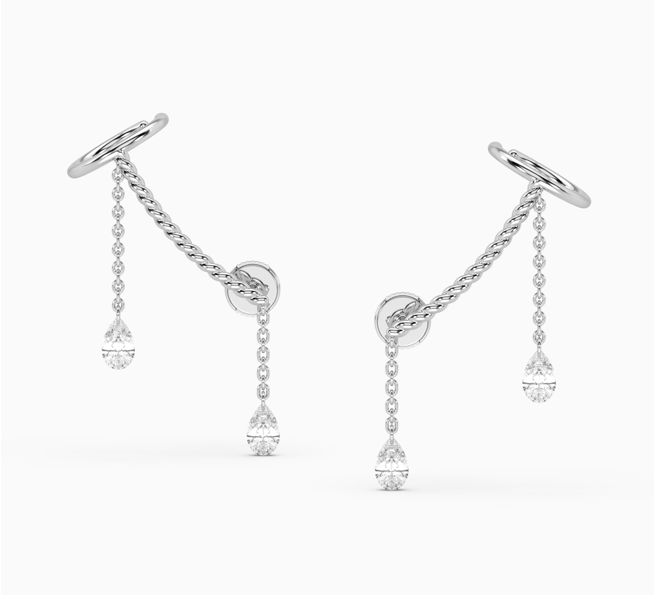 White gold earrings with diamond pears  <span>2283</span>