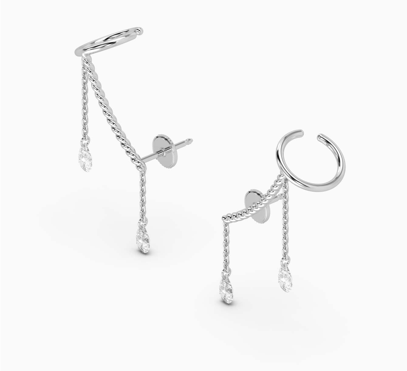 White gold earrings with diamond pears  <span>2283</span>