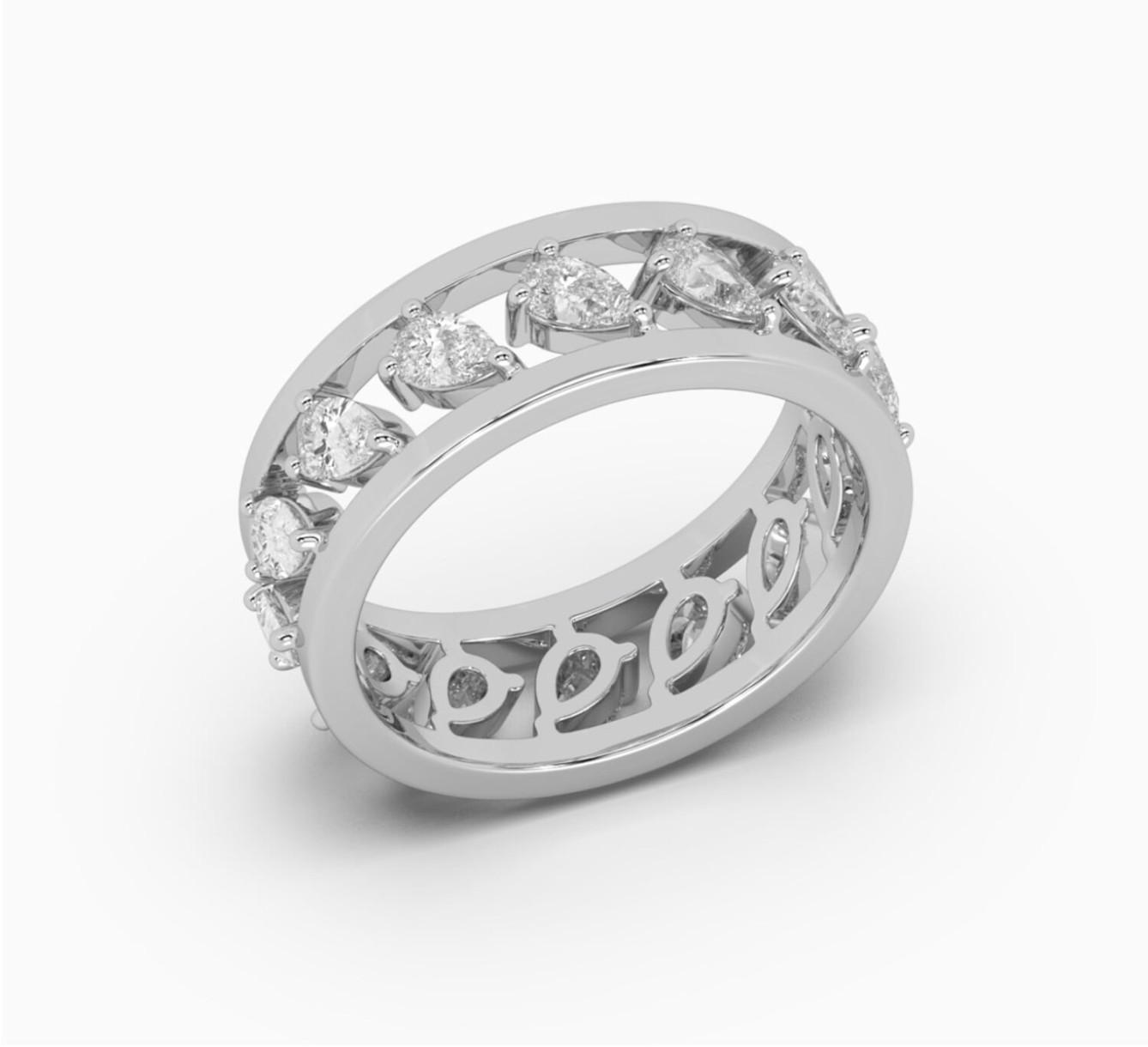 White gold ring with diamond pears <span>2284</span>
