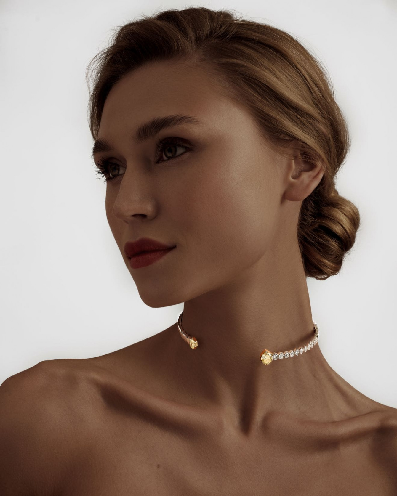 White gold necklace with diamonds Comb 2027Y