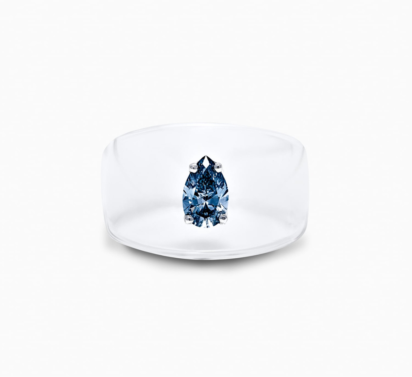 Transparent bio resin ring with blue diamond SSS <span>2122</span>