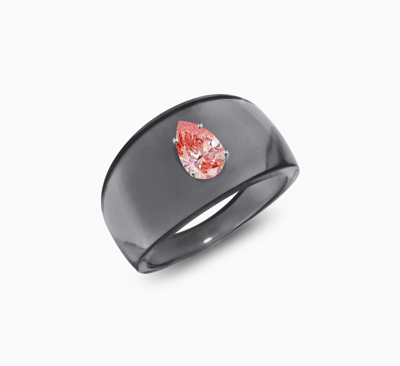 Gray bio resin ring with pink diamond SSS <span>2241</span>