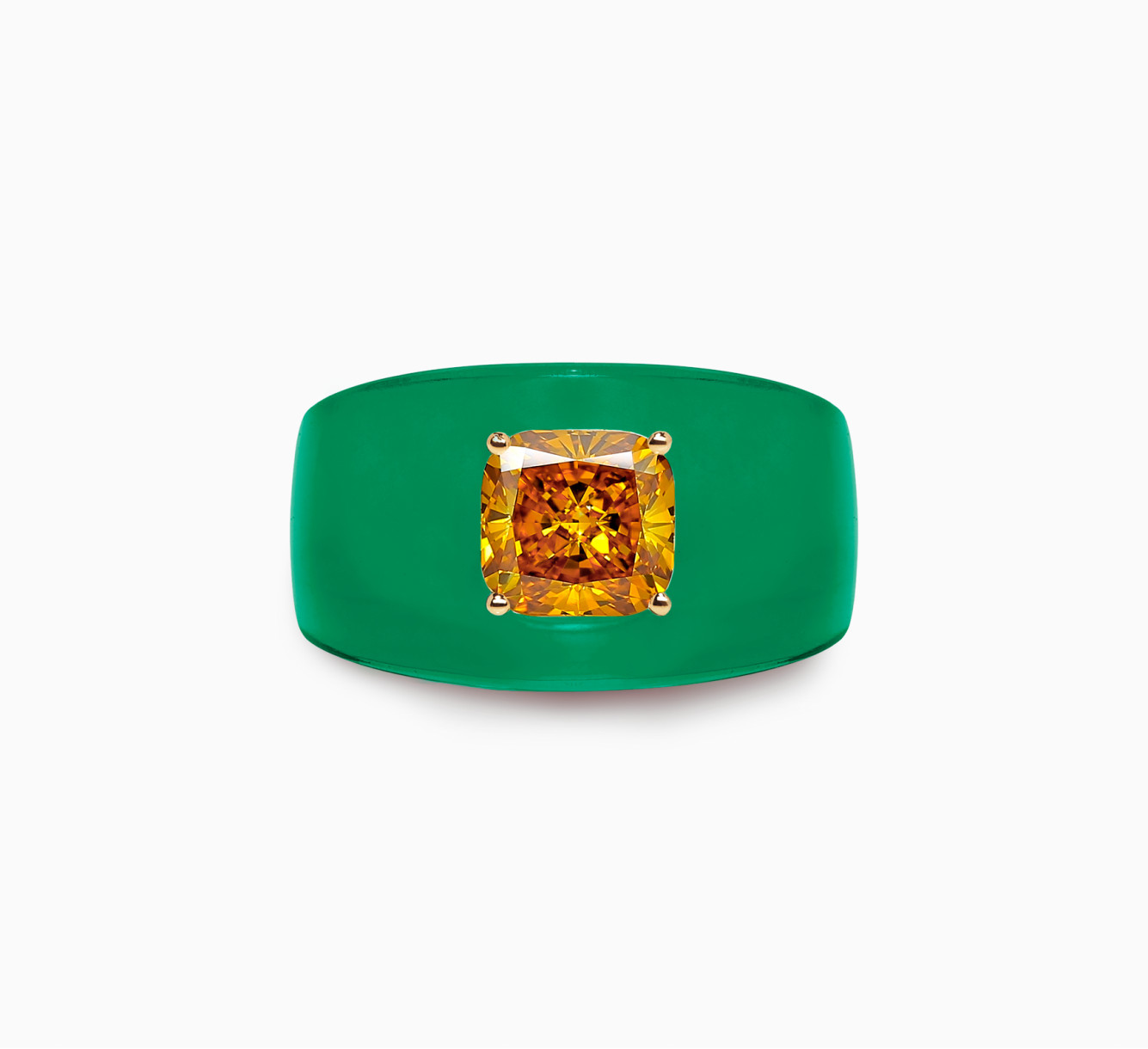 Green bio resin ring with yellow diamond ring SSS <span>2246</span>