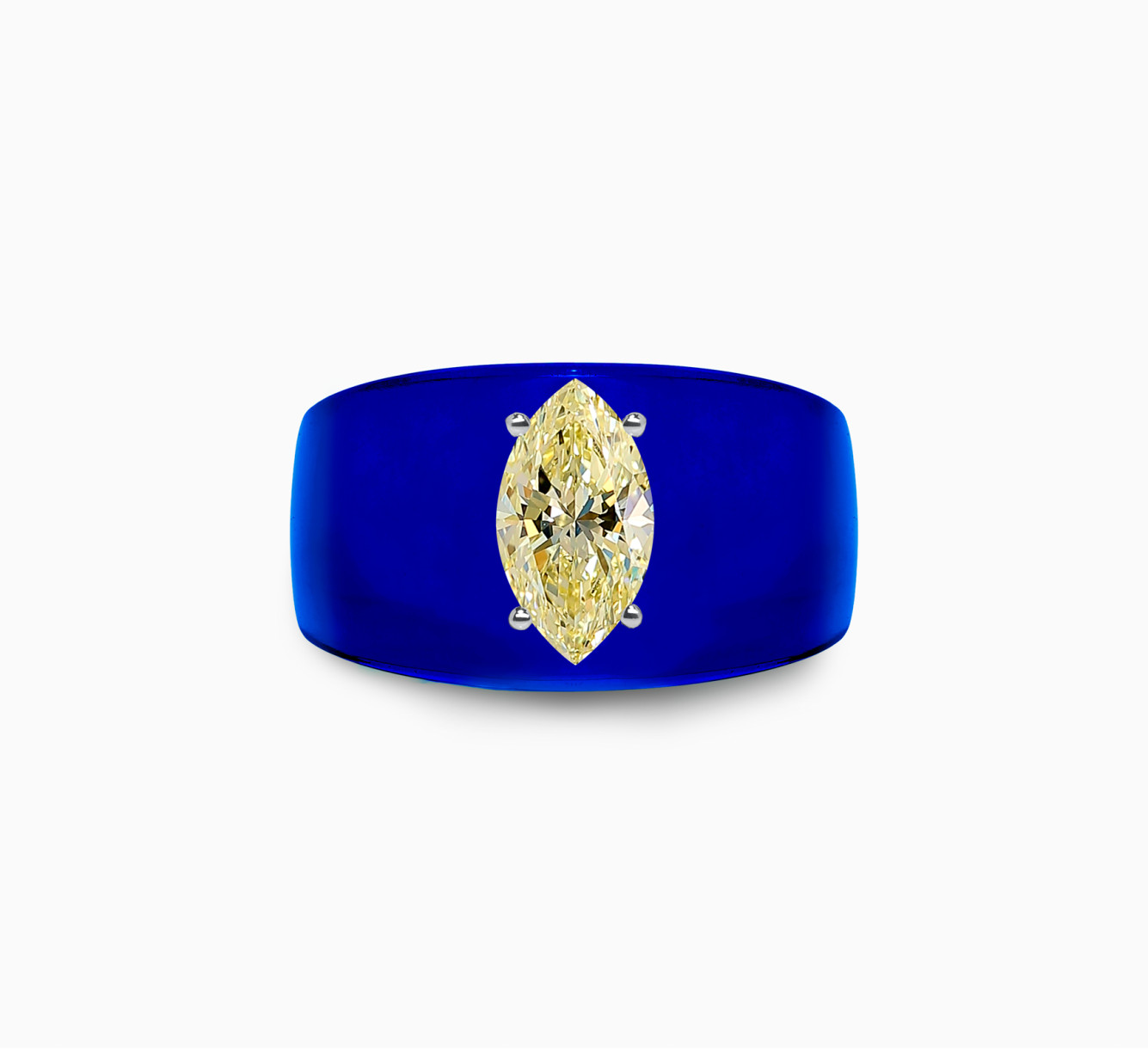 Blue bio resin ring with yellow diamond SSS <span>2250</span>