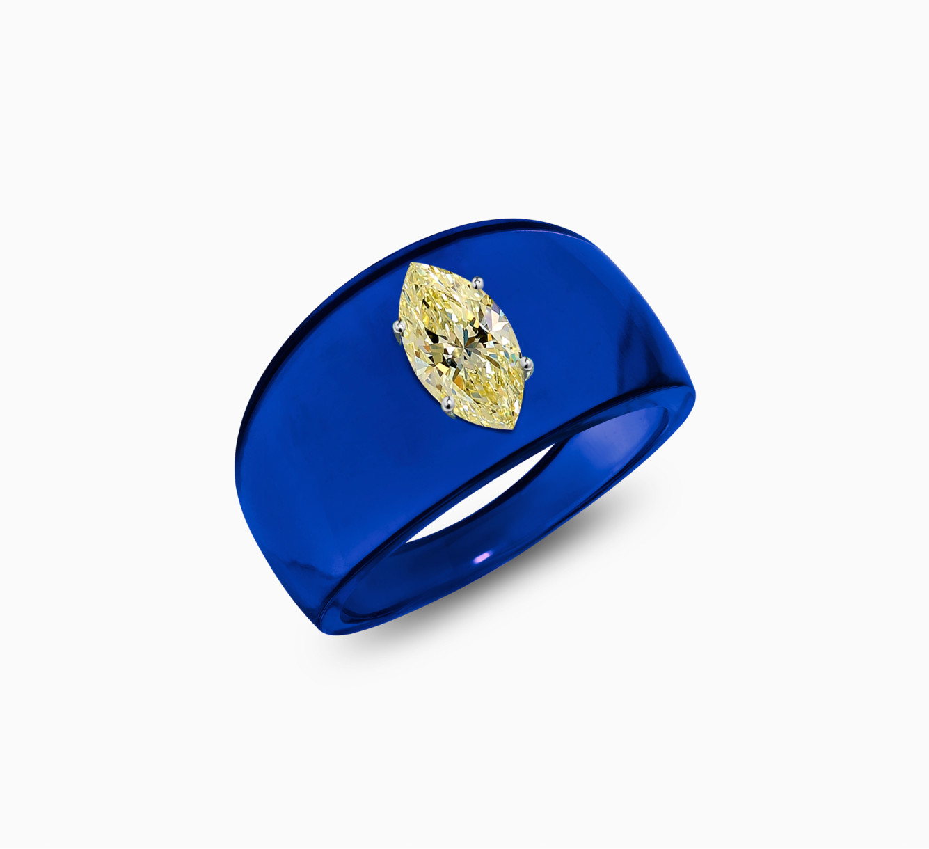 Blue bio resin ring with yellow diamond SSS <span>2250</span>