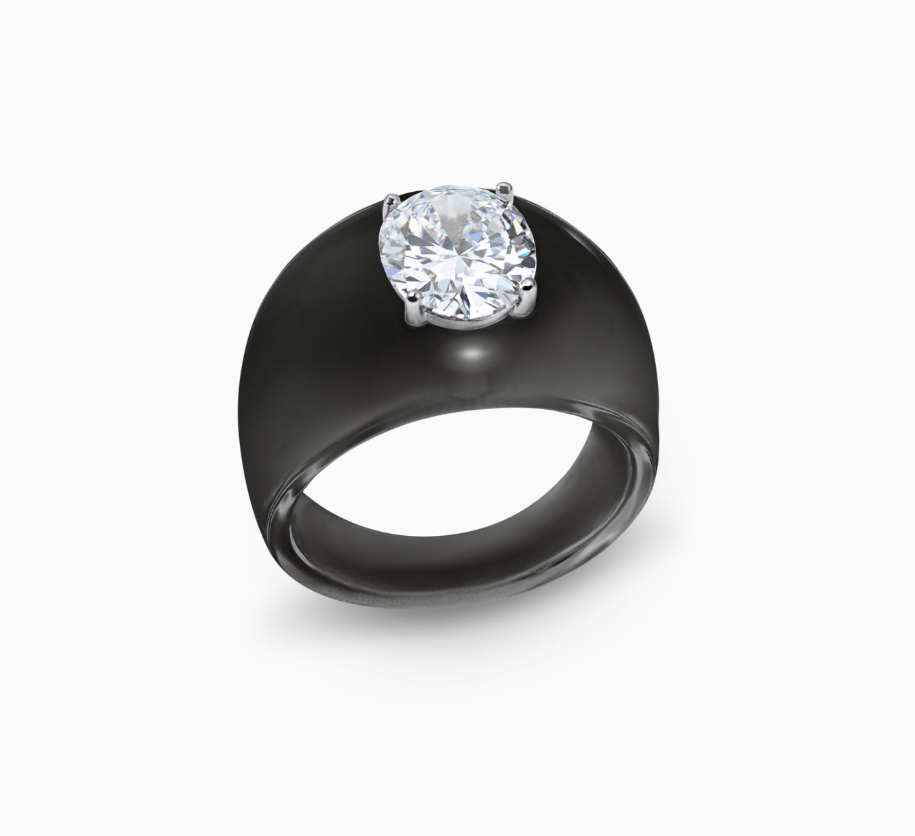Black bio resin ring with white diamond SSS <span>2251</span>