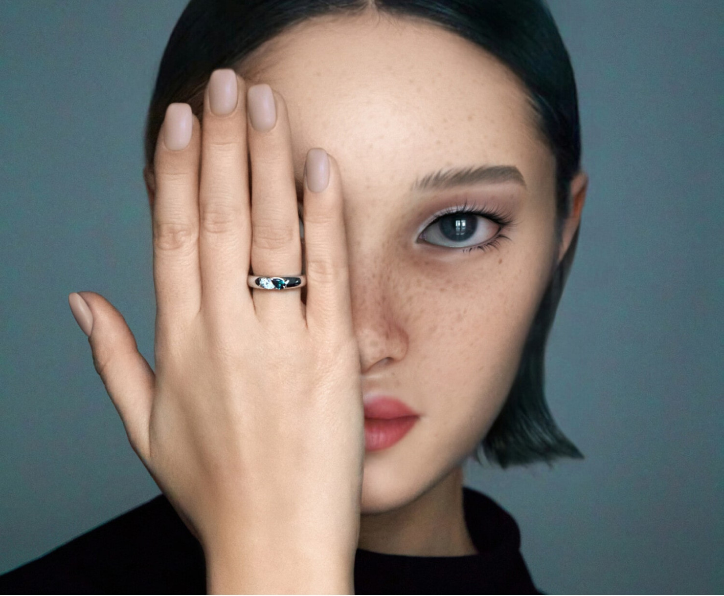 White gold ring with diamonds SOLO by Astra starr <span>2154</span>