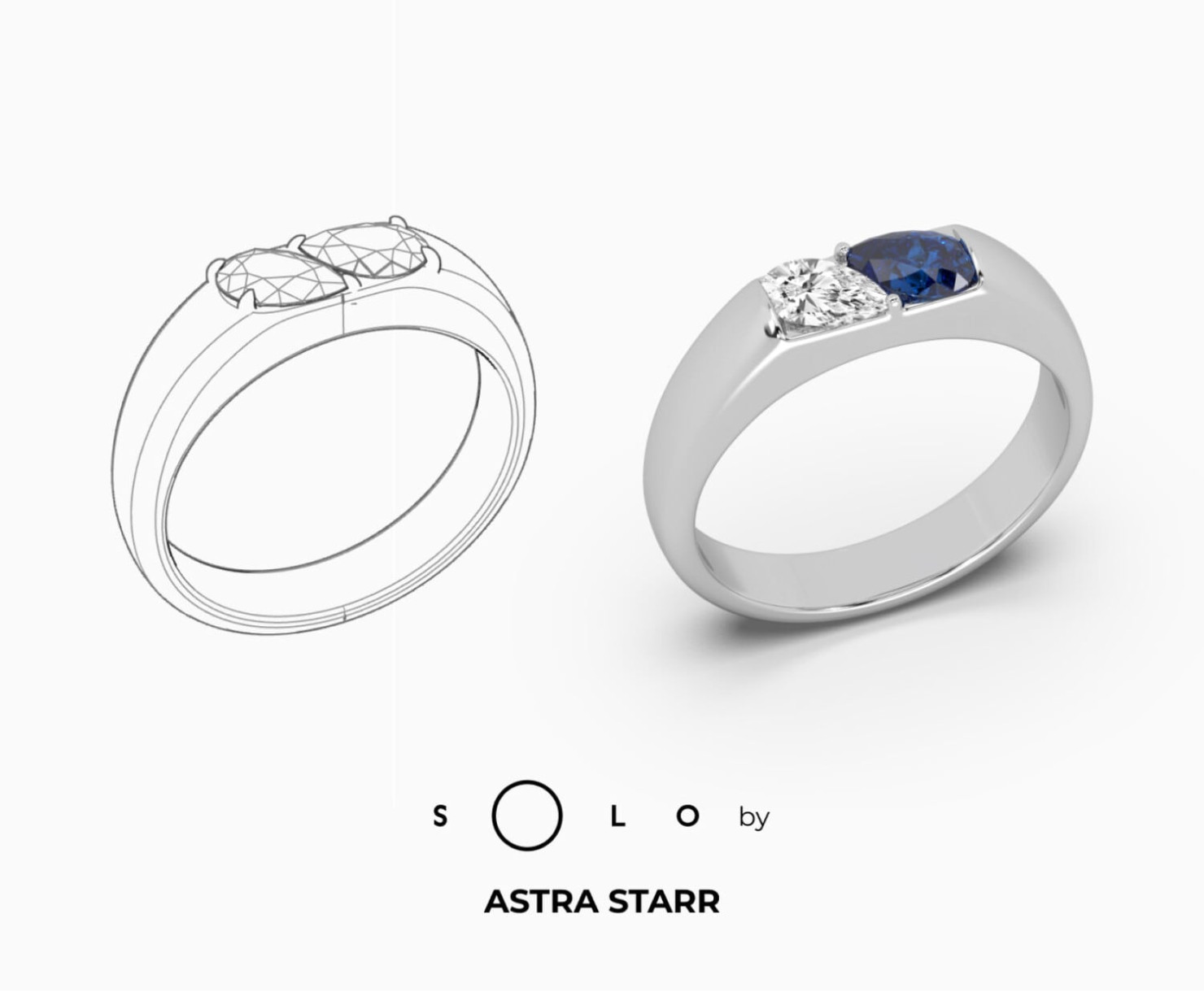 White gold ring with diamonds SOLO by Astra starr <span>2154</span>
