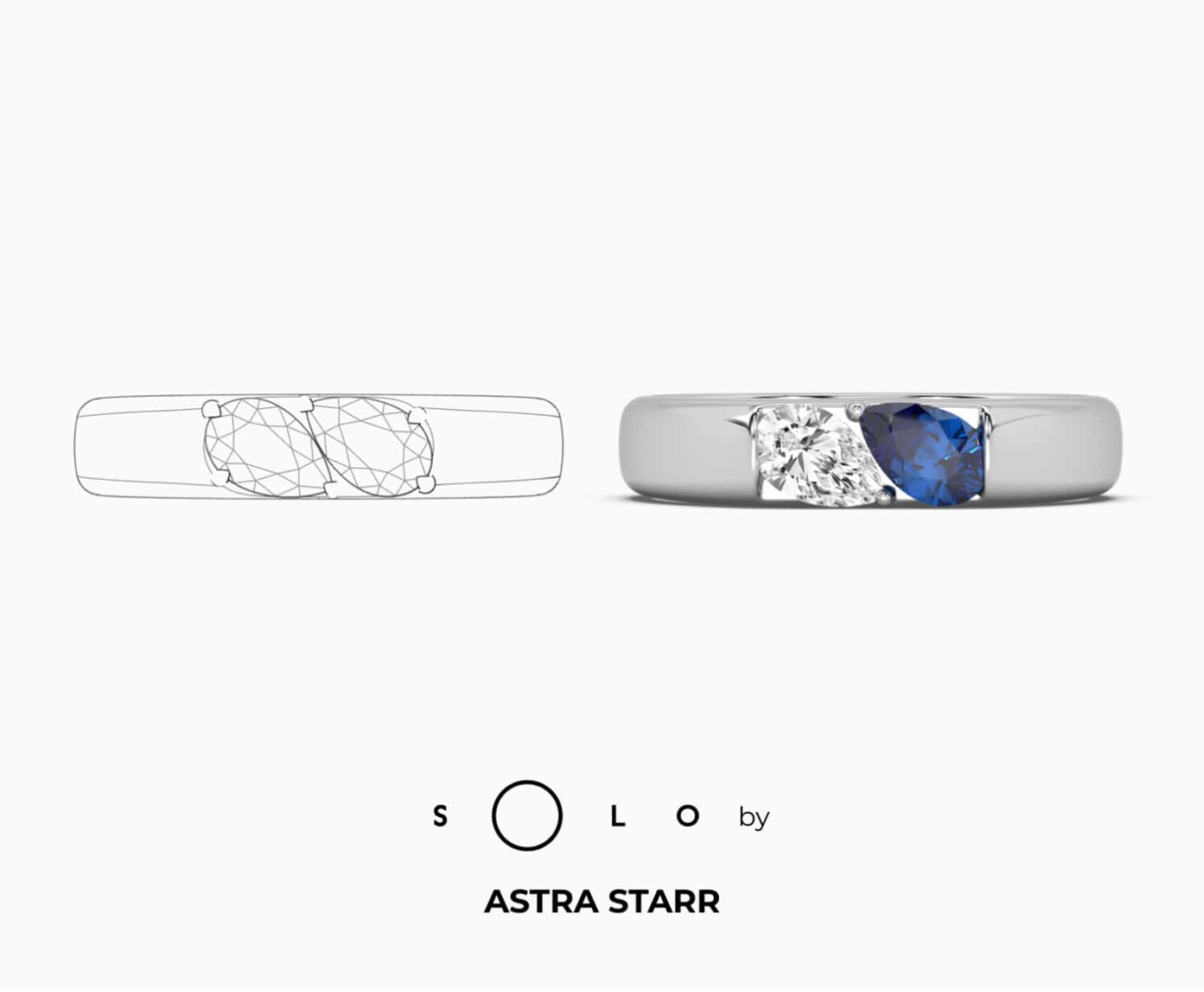 White gold ring with diamonds SOLO by Astra starr <span>2154</span>
