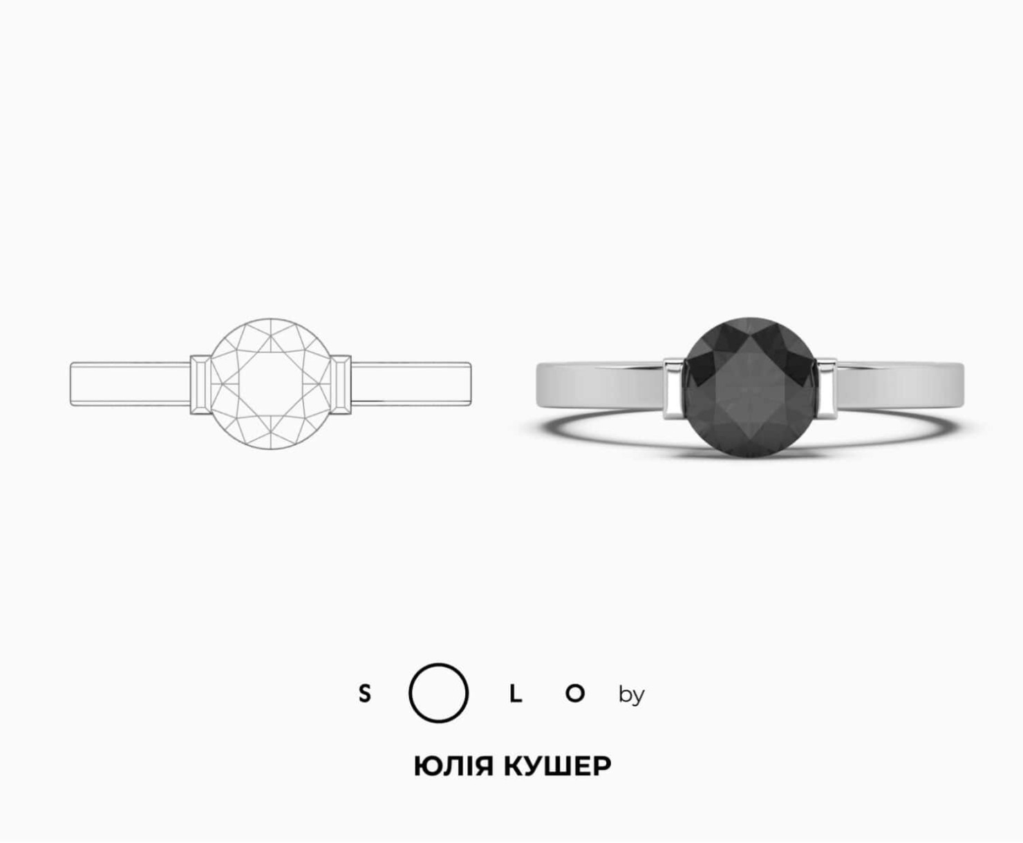 White gold ring with diamonds SOLO by Yulia Kusher <span>2160</span>