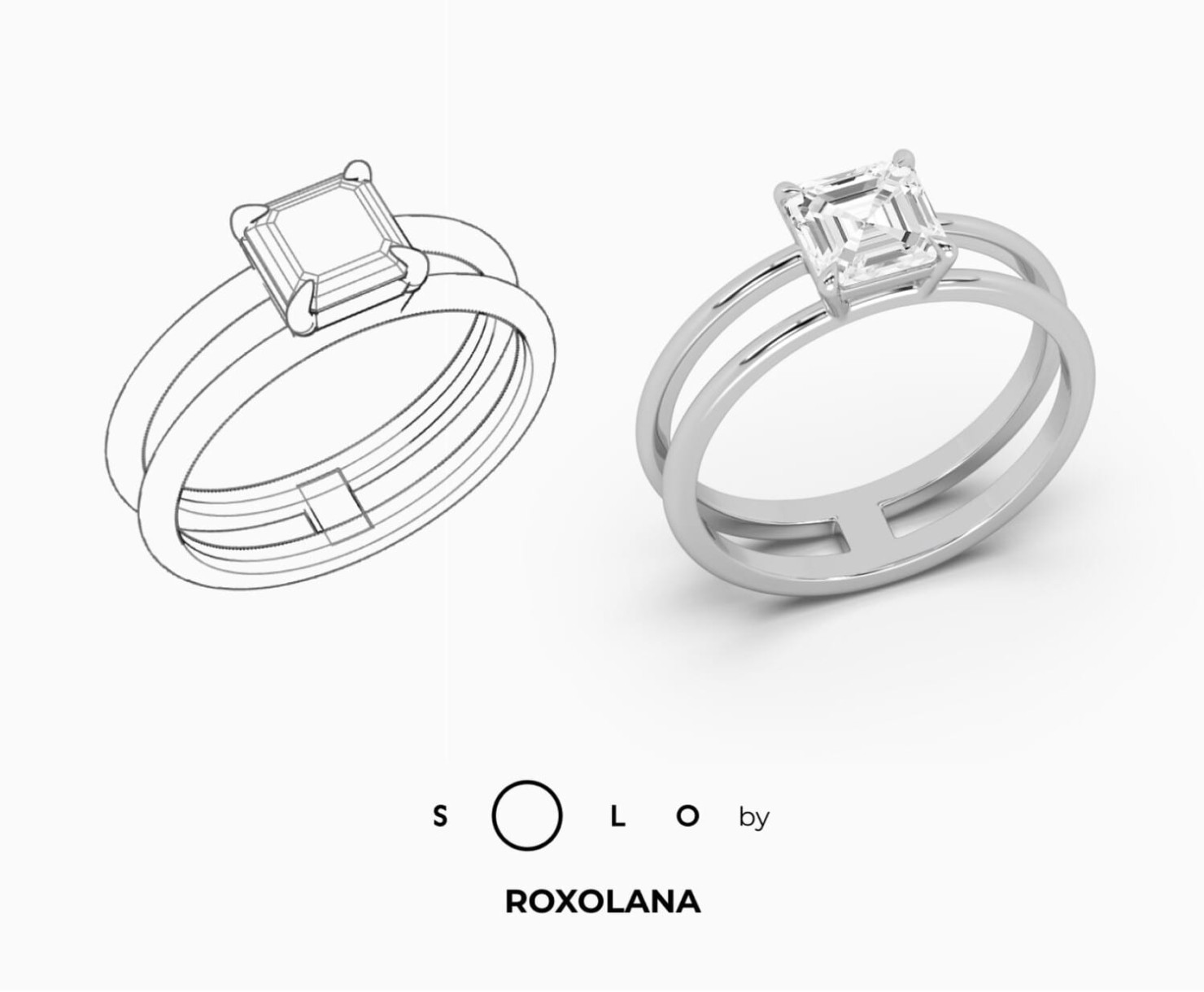 White gold ring with diamond SOLO by ROXOLANA <span>2171</span>