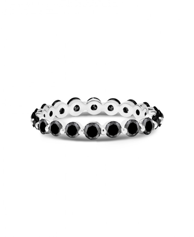 White gold ring with diamonds Black Swan
