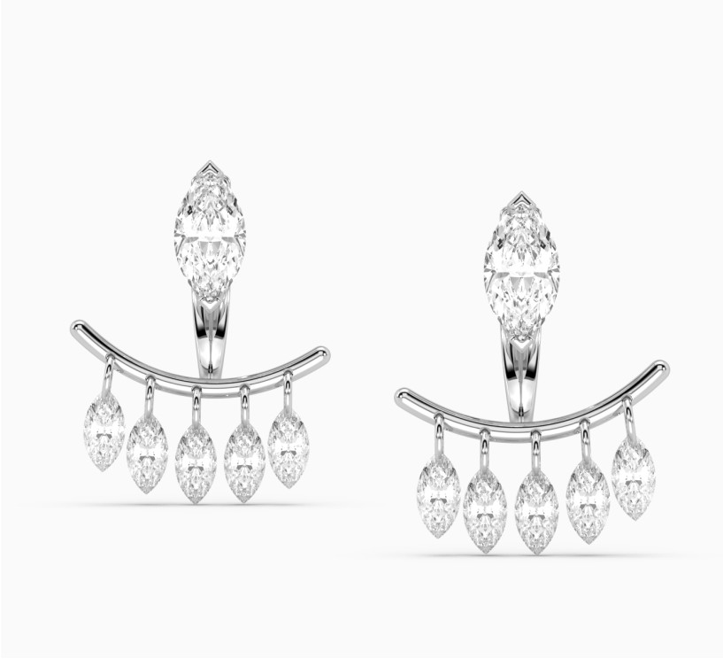 Earrings with diamonds comb