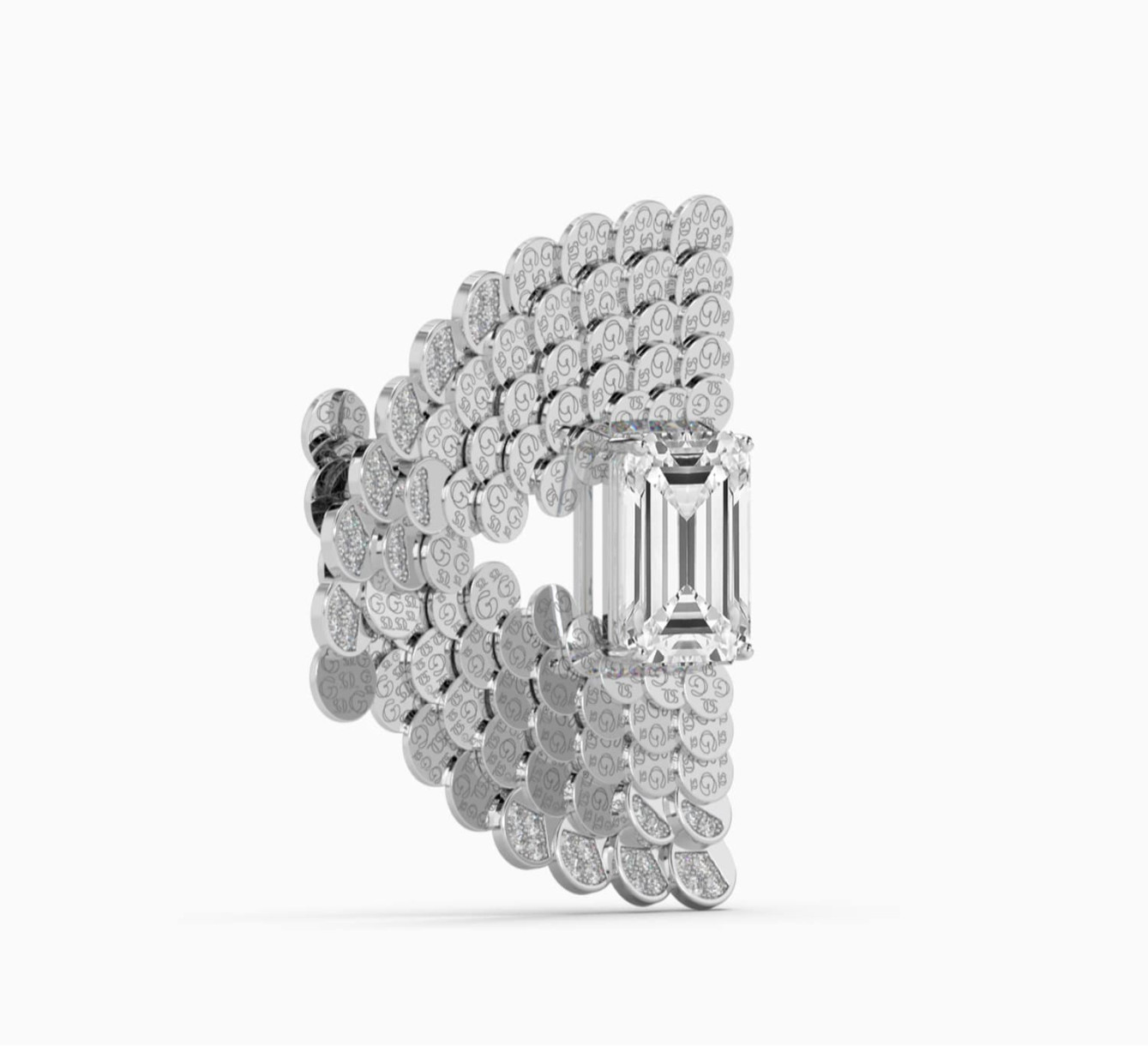 White gold brooch with emerald-cut diamonds Core <span>4005</span>