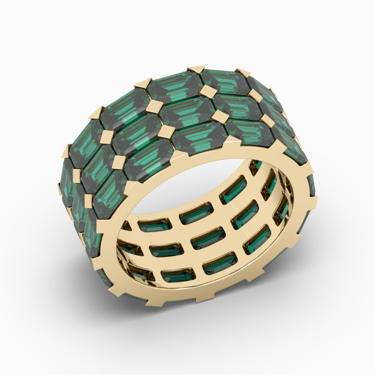 Yellow gold ring with emeralds Evergreen
