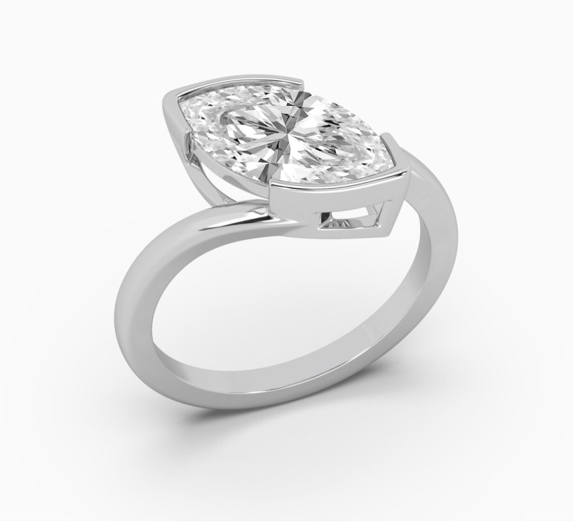 White gold ring with diamond Mono E