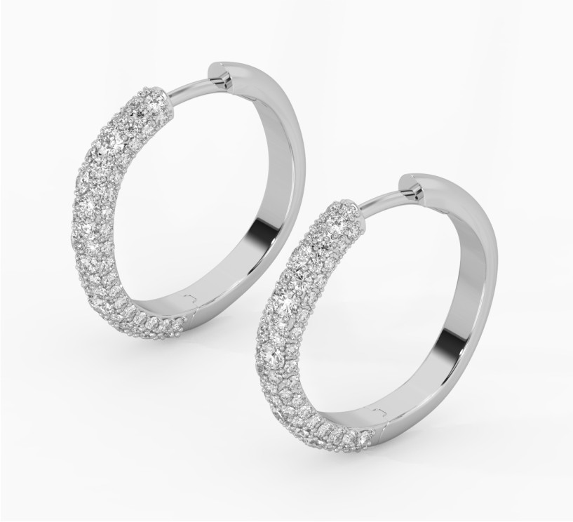 White gold earrings with diamonds sun