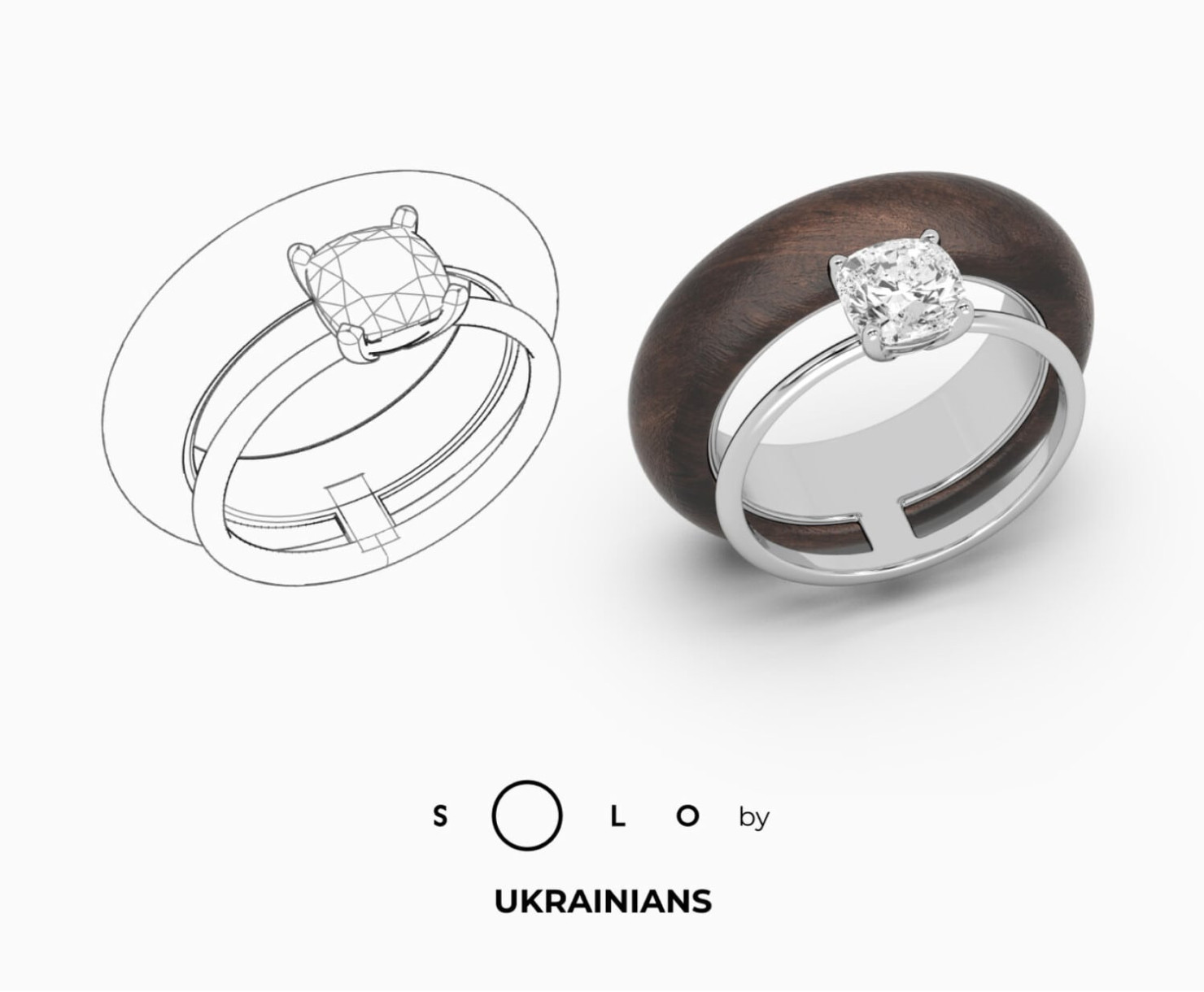 White gold ring with diamond SOLO by UKRAINIANS <span>2162</span>