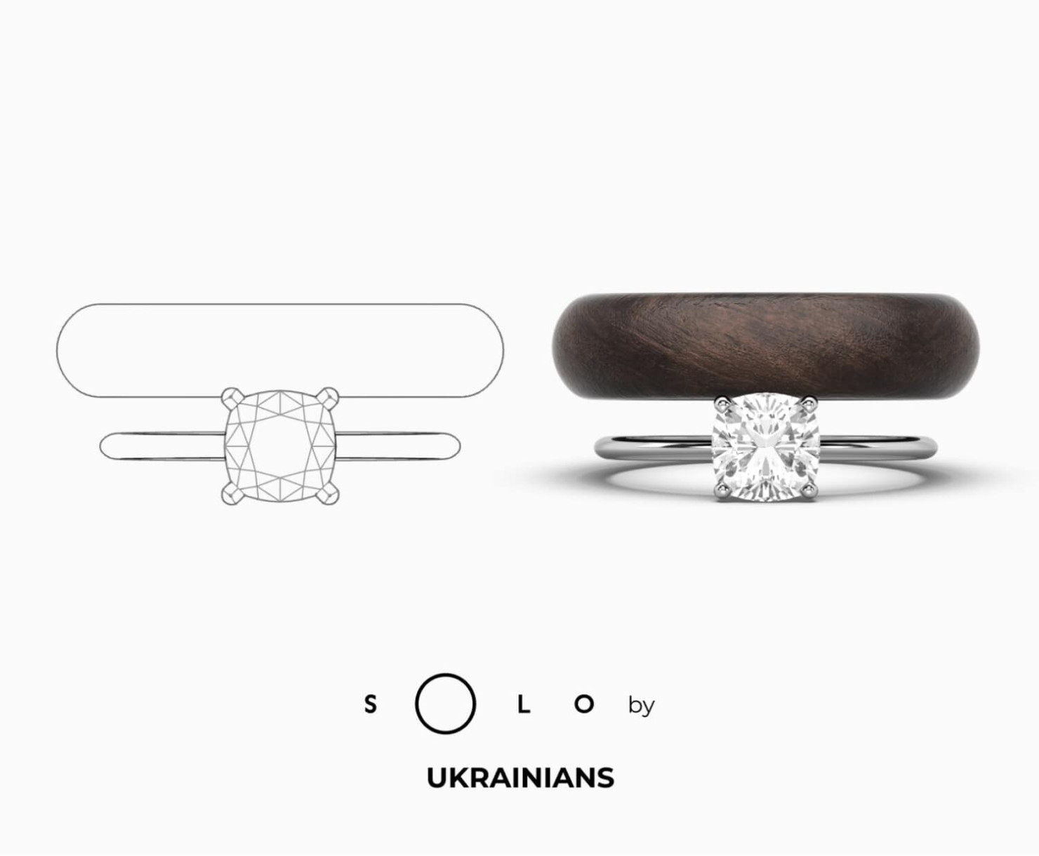 White gold ring with diamond SOLO by UKRAINIANS <span>2162</span>