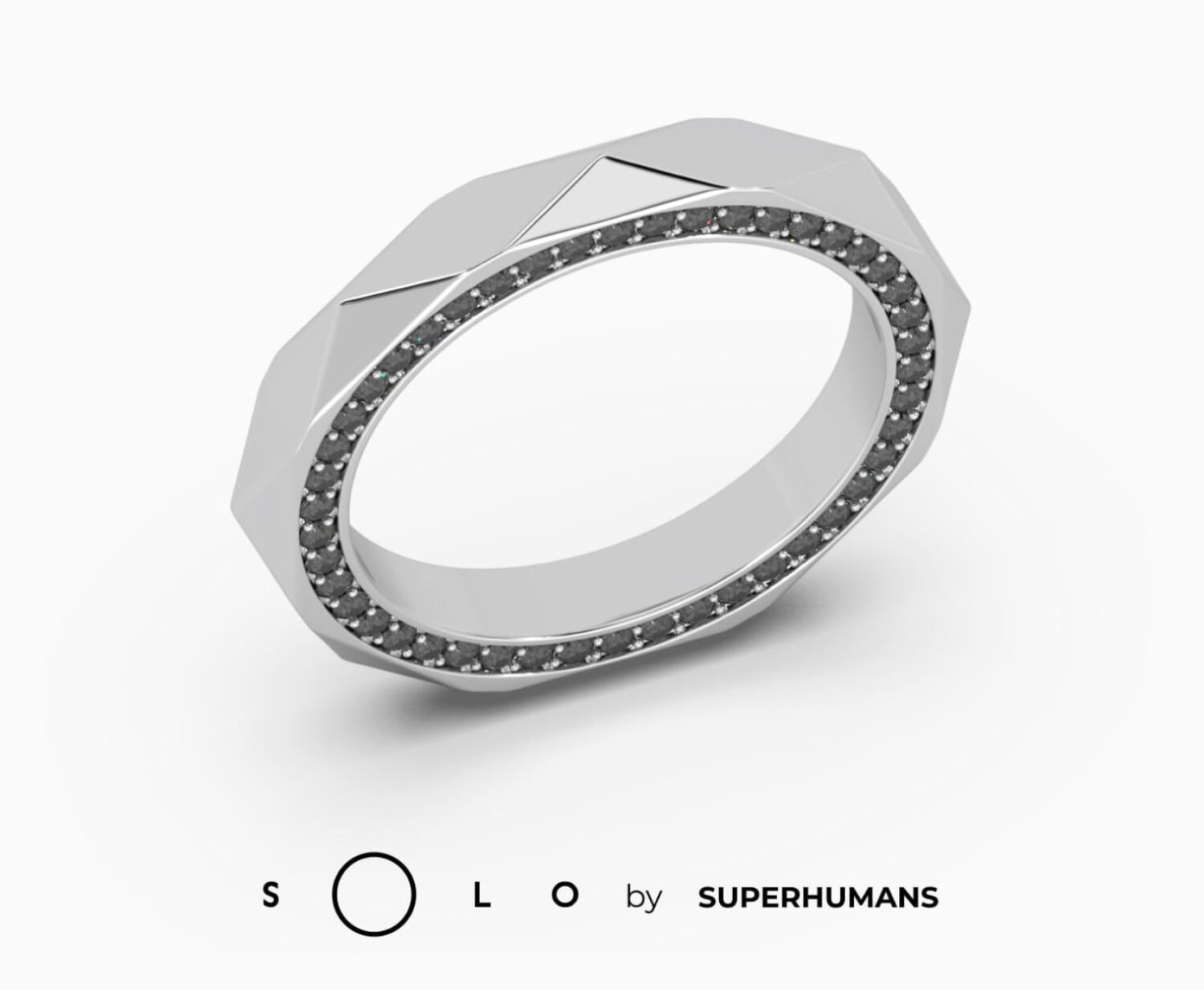 White gold wedding ring with diamonds SOLO by Superhumans <span>2256</span>