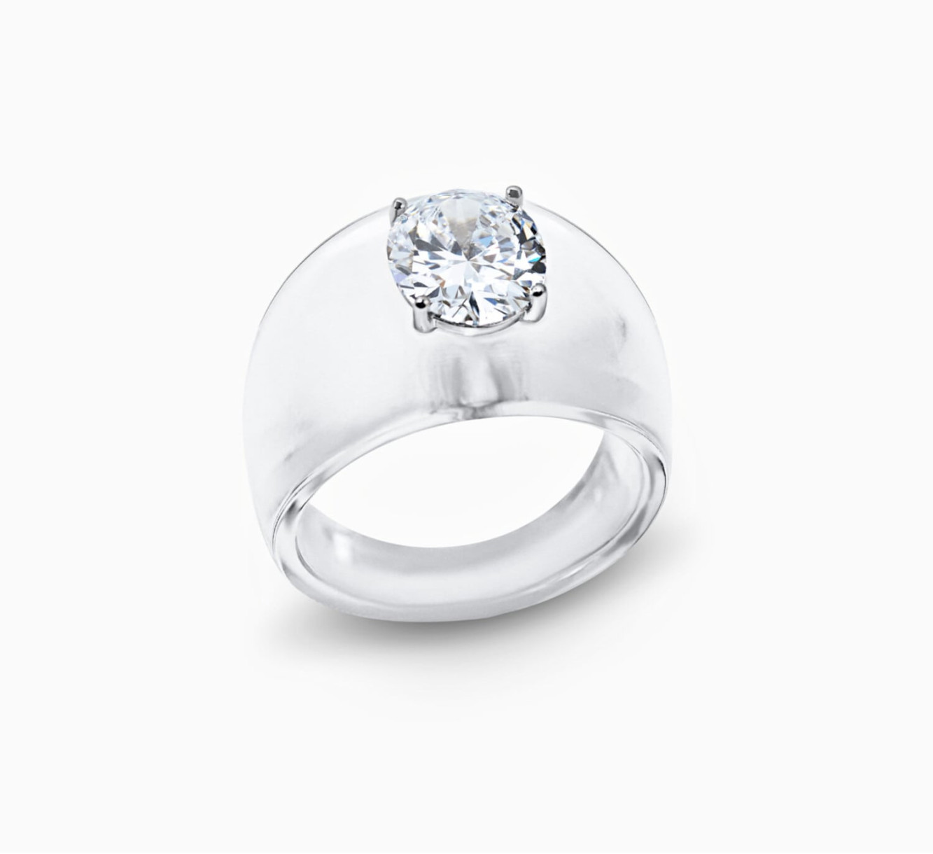 Transparent bio resin ring with white diamond SSS <span>2046</span>