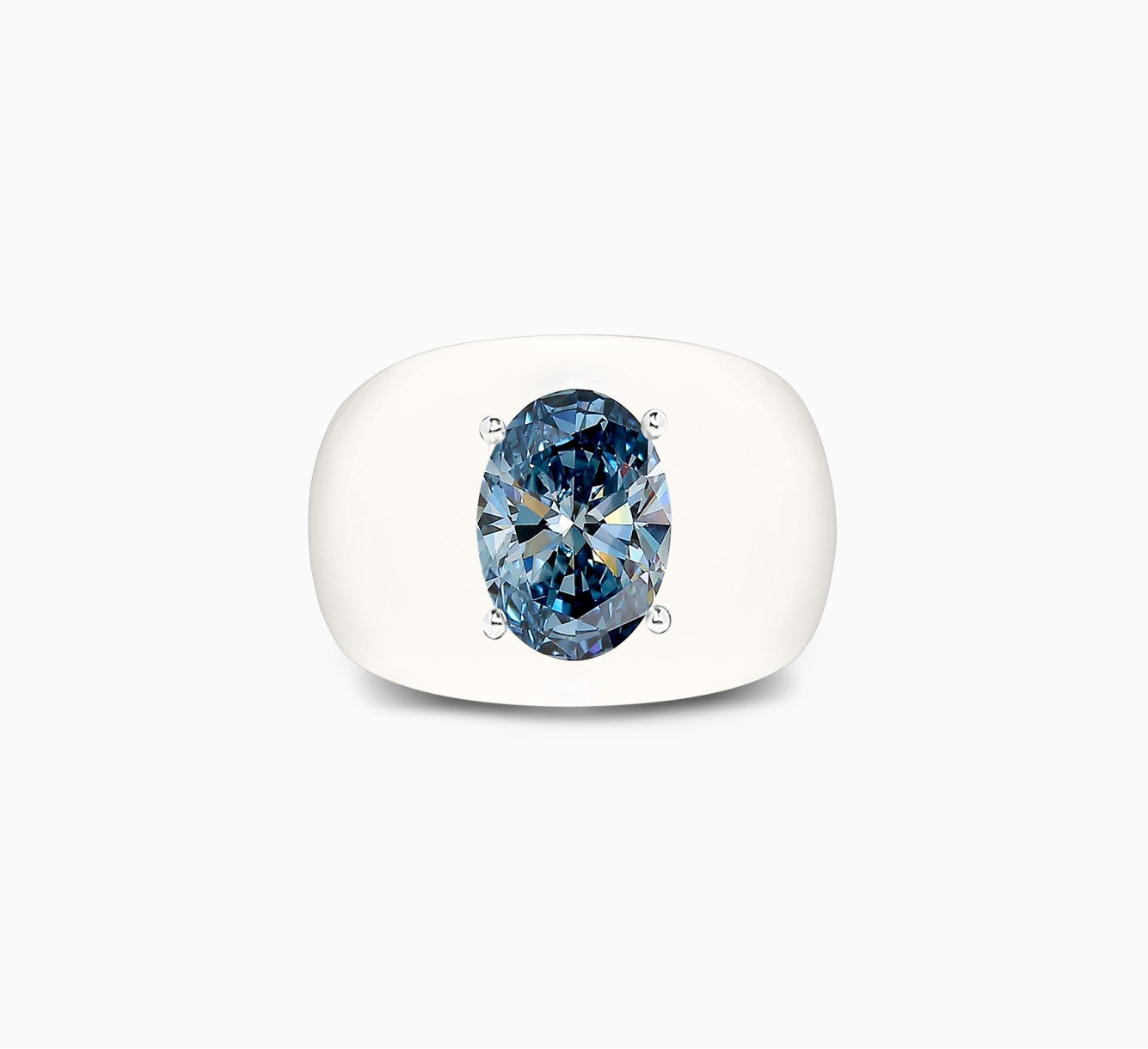 White bio resin ring with blue diamond SSS <span>2242</span>