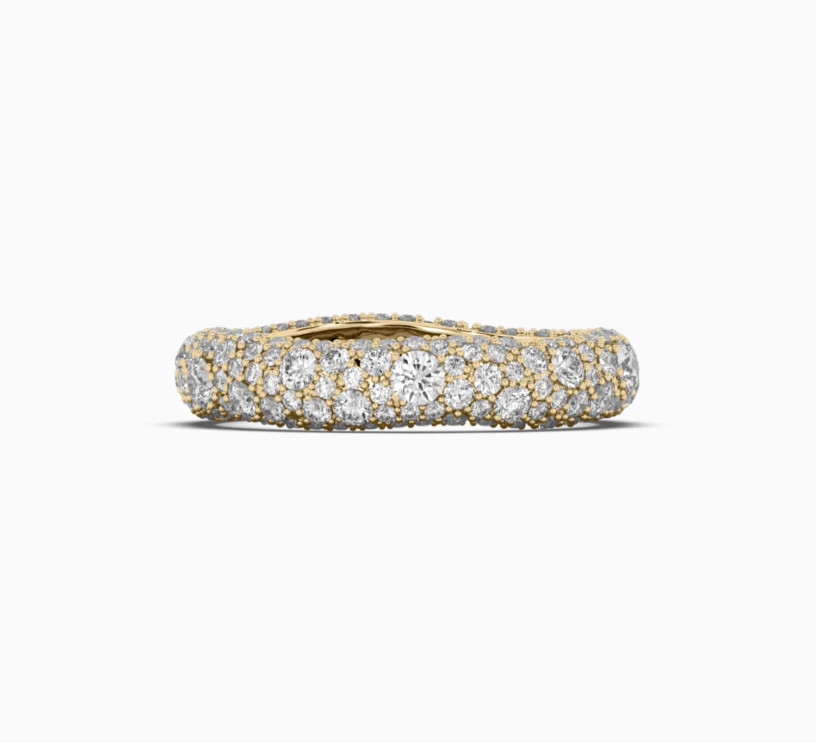 Yellow gold ring with diamonds sun