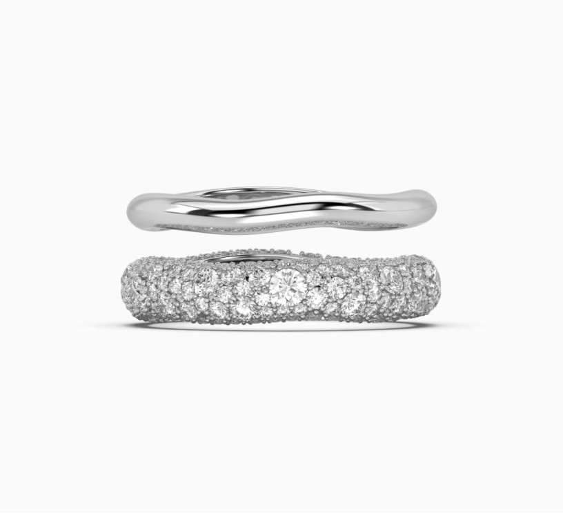 White gold rings with diamonds sun