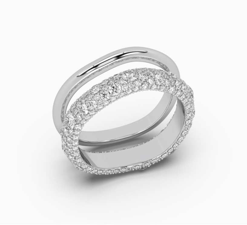 White gold rings with diamonds sun