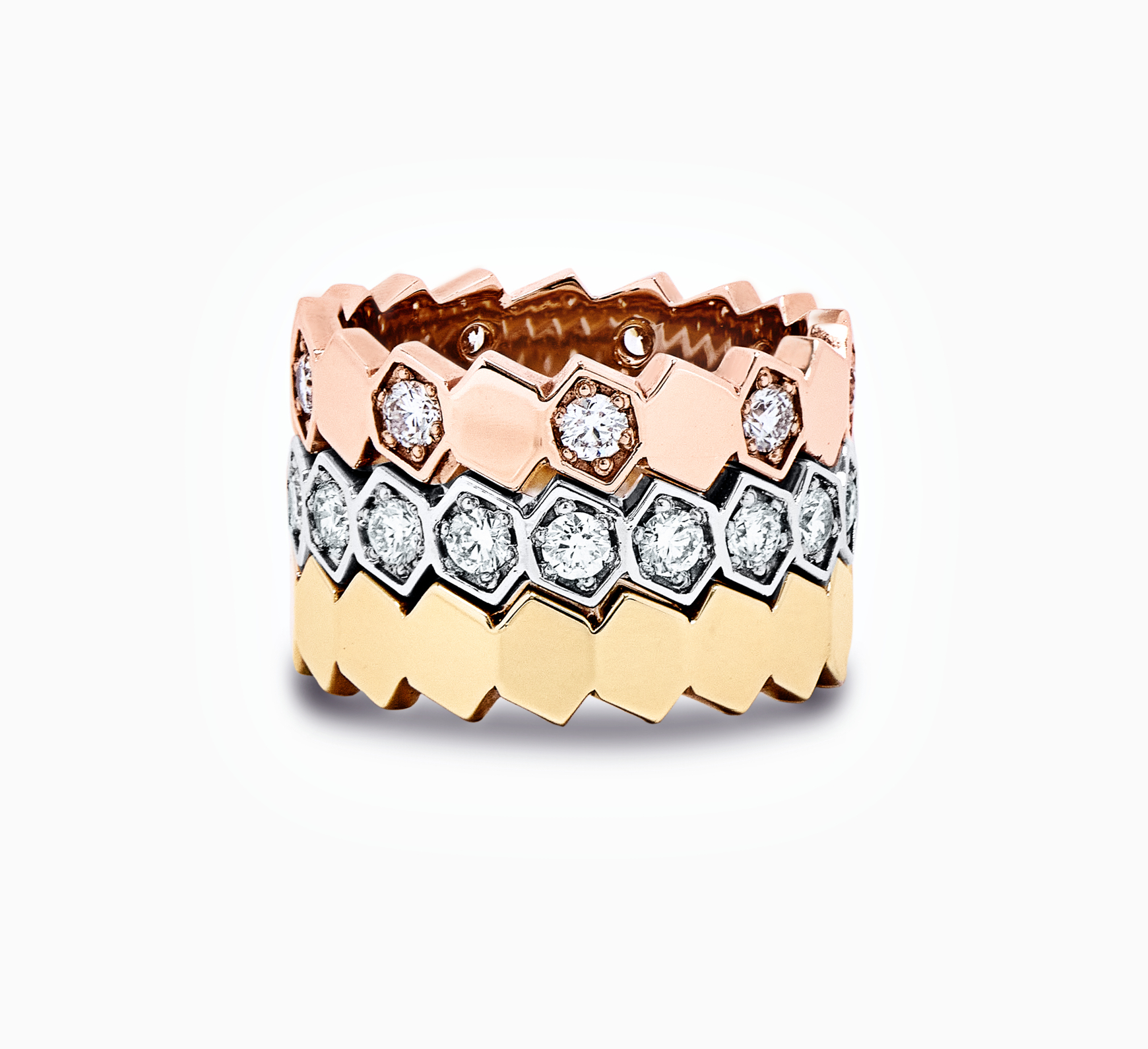 Set of gold rings with diamond comb <span>2024</span>