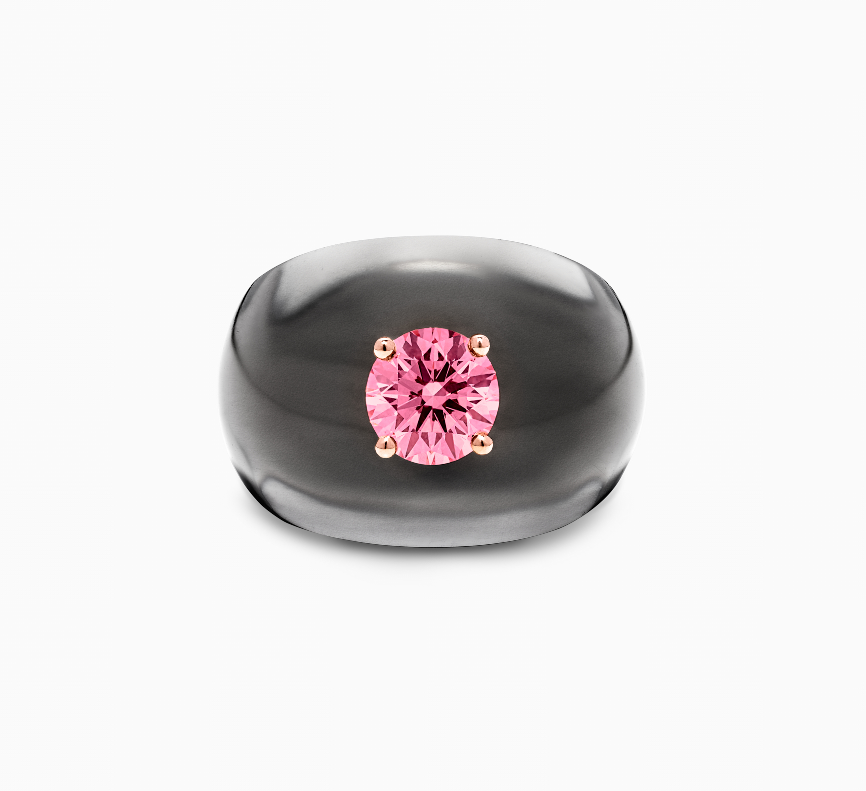 Gray bio resin ring with pink diamond SSS <span>2060</span>