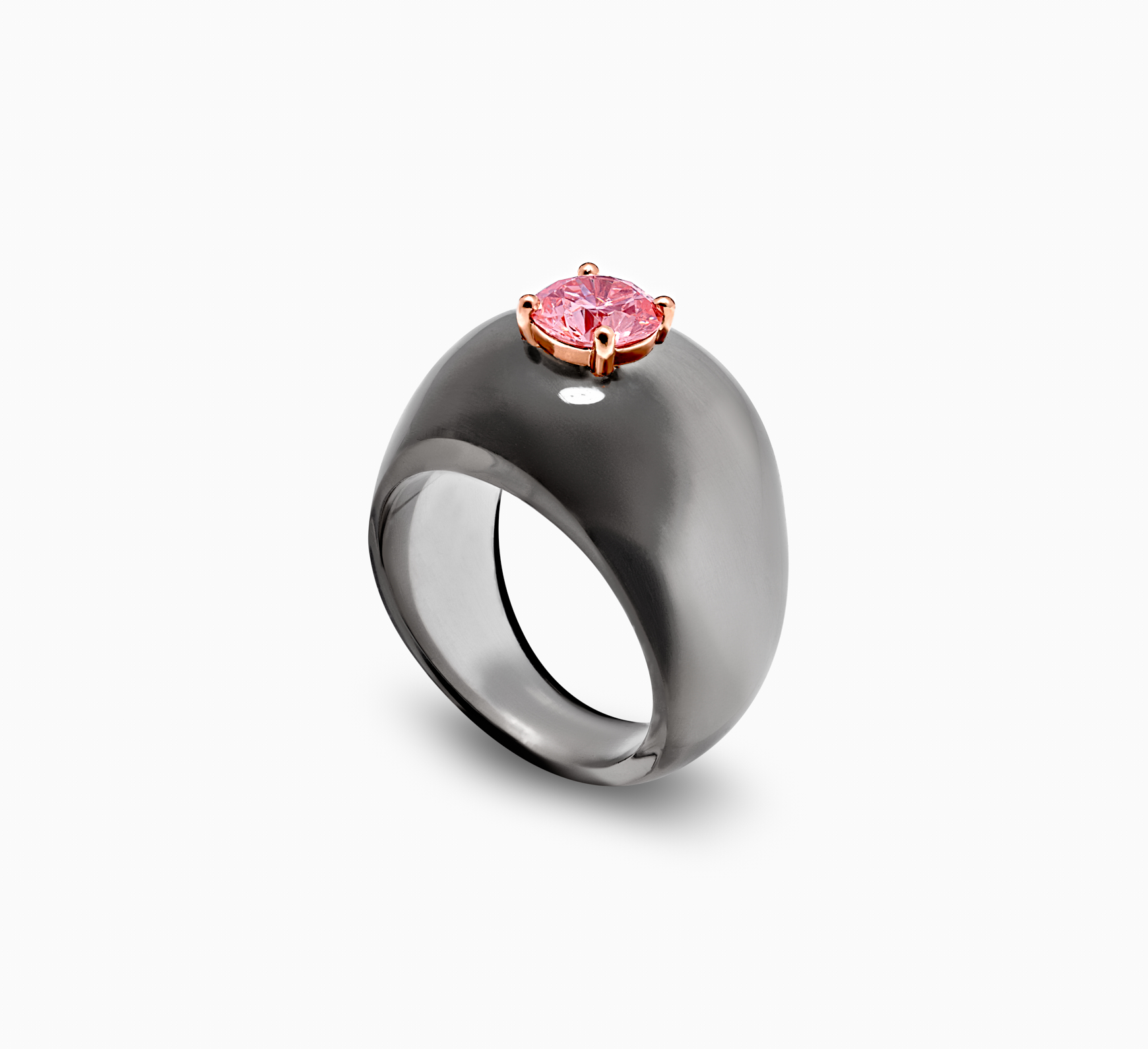 Gray bio resin ring with pink diamond SSS <span>2060</span>