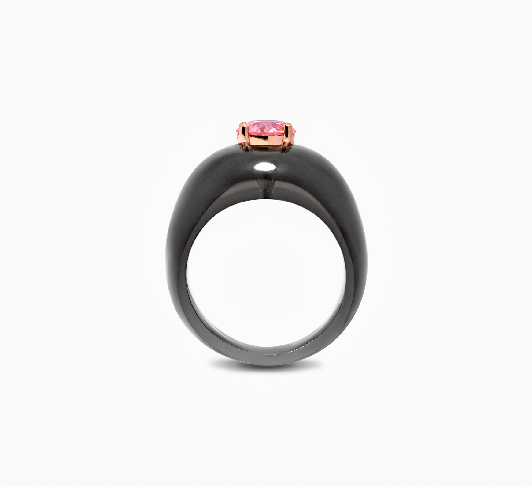 Gray bio resin ring with pink diamond SSS <span>2060</span>